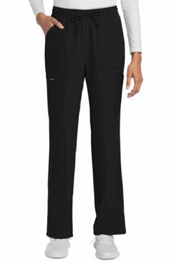 Women's Mid Rise Drawstring Trouser Cargo Pant - Black CK272A BLK