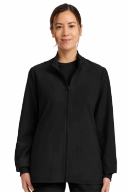 Women's Zip Up Scrub Jacket - Black CK00013A BLK